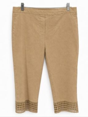 Zac & Rachel Tan Spandex Blend Cutout Capris Sz 14